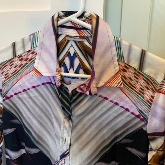 ETERNA Premium Ladies' blouse sz 38 EU sz US S 100% cotton multicolour retro - Picture 7 of 16